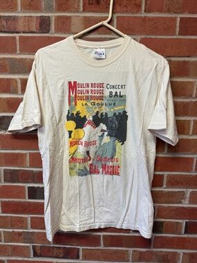 Hanes Vintage Cream Short Sleeve Moulin Rouge Graphic Tee